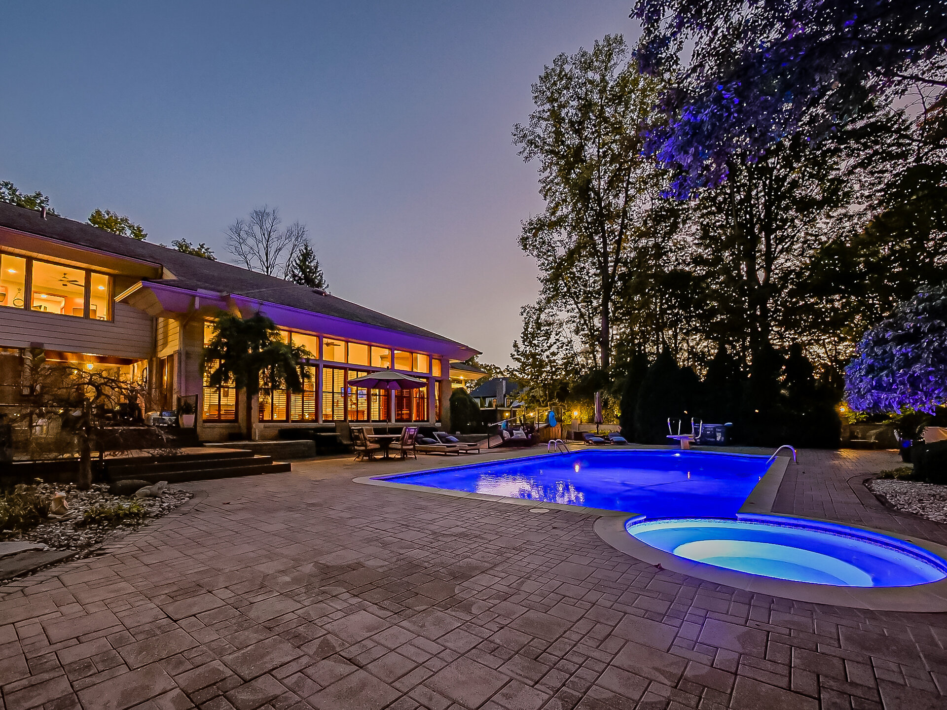 Pool and spa at twilight