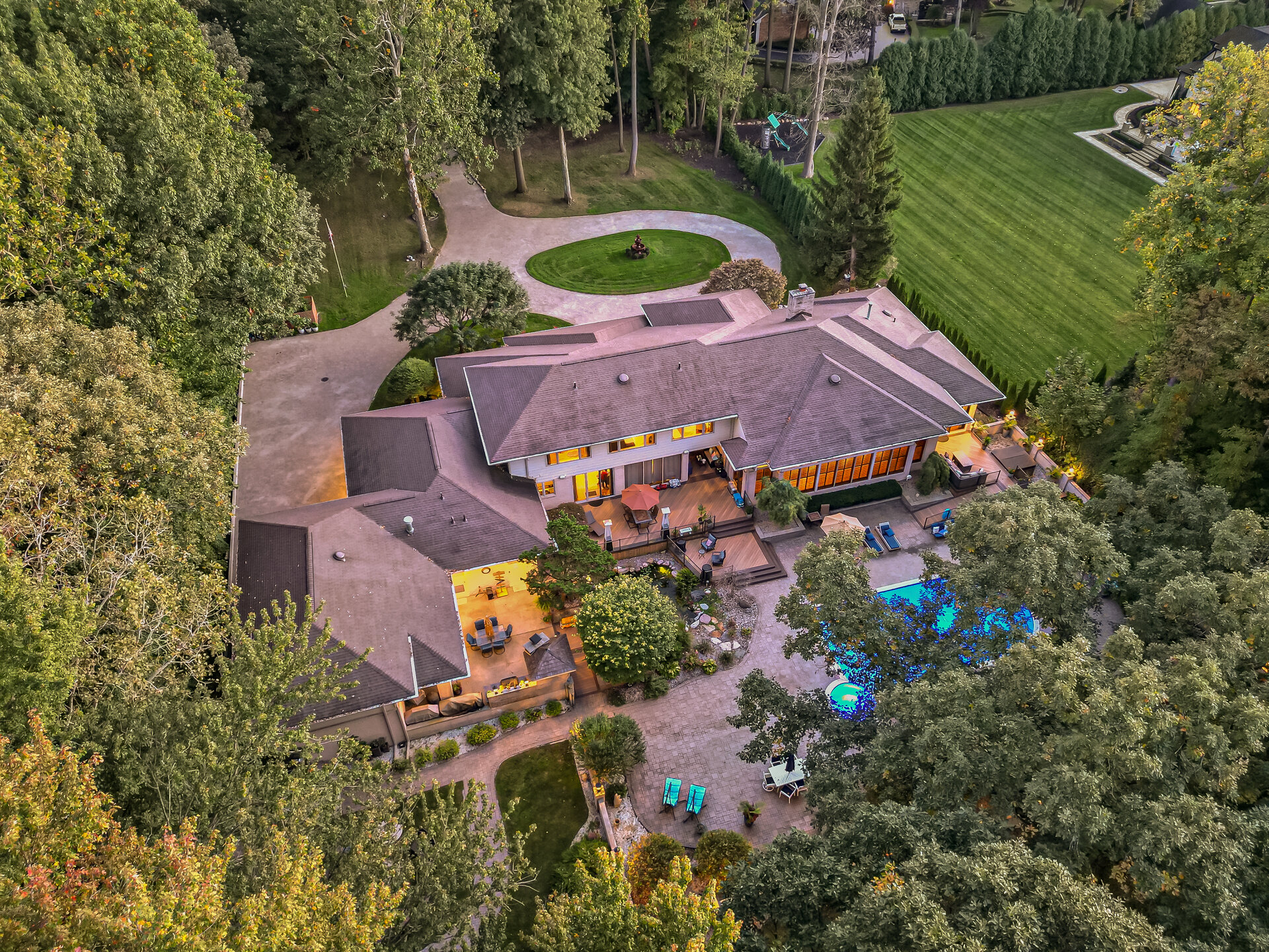 Aerial view of backyard