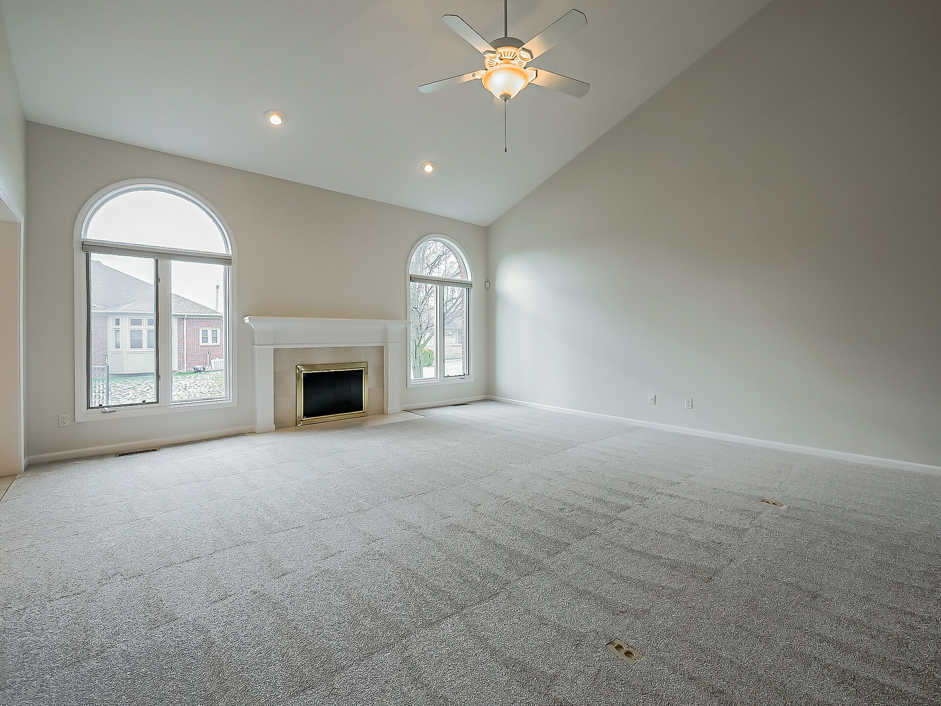 Living room fireplace before